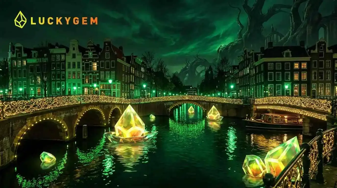 Amsterdam canal at night lights