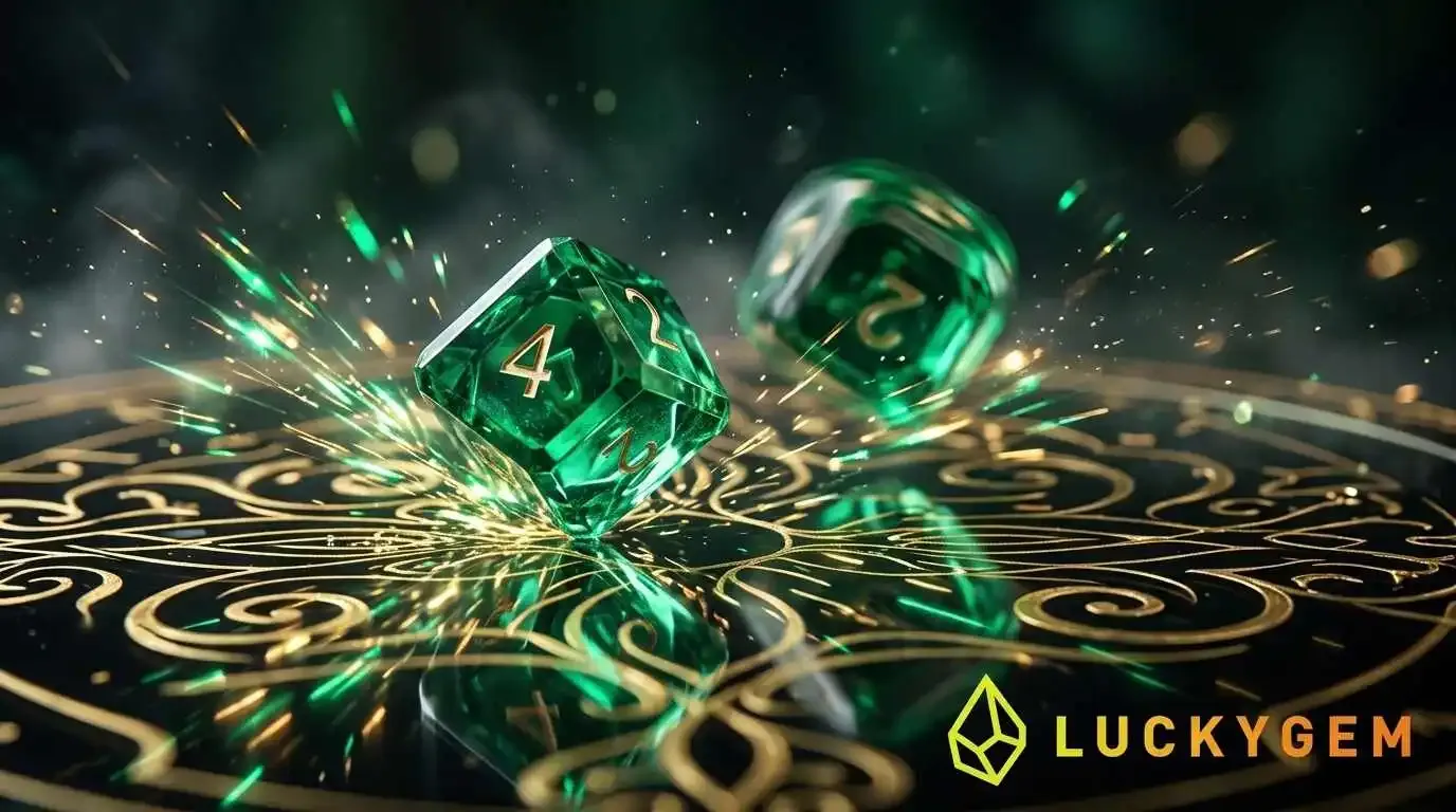 Crystal dice rolling on surface
